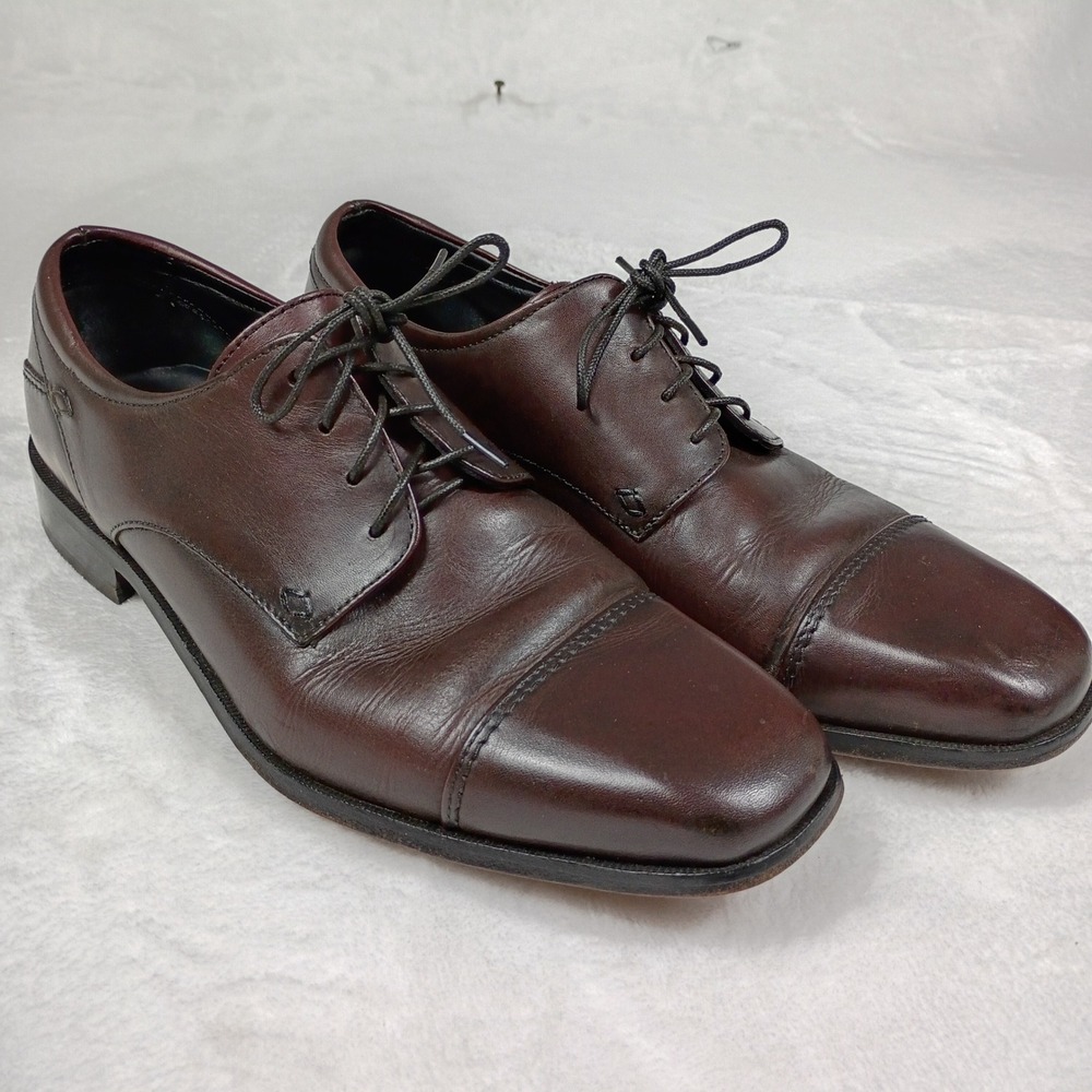 Florsheim Mens 8.5 D Leather Cap Toe Oxford Dress Shoes Burgundy Brown 18358-05